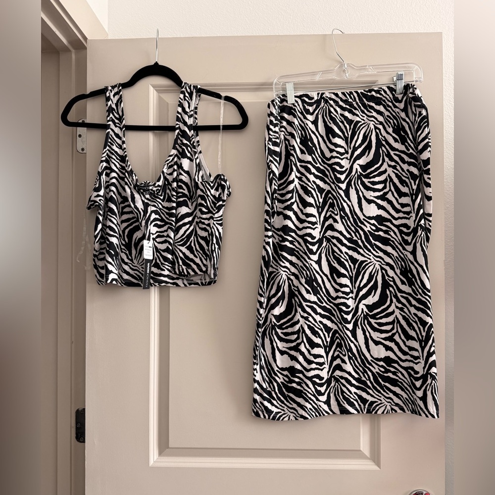 Fashion Nova Black and White Zebra Print Set